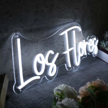 Los Flores White Neon Sign