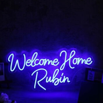 Welcome Home Rubin Blue Neon Sign