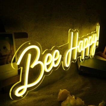 Bee Happy Yellow Neon Sign