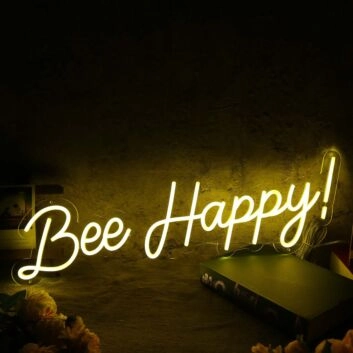 Bee Happy Yellow Neon Sign
