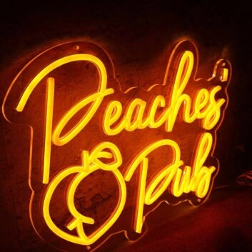 Peaches Pub Orange Neon Sign