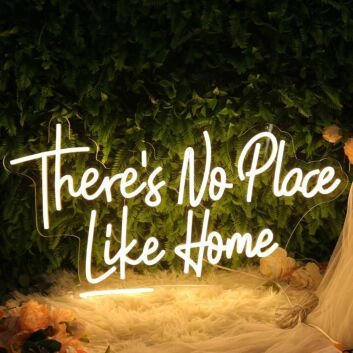 There is No Place Like Home Yellow Neon Sign