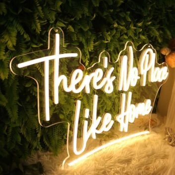 There is No Place Like Home Yellow Neon Sign