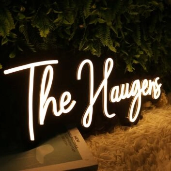 The Haugens White Neon Sign