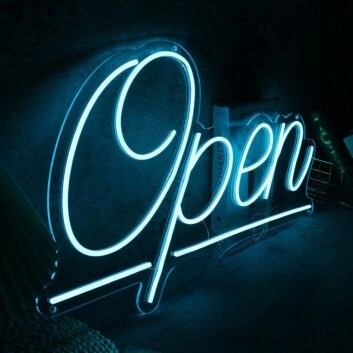 Blue Open LED Neon Sign