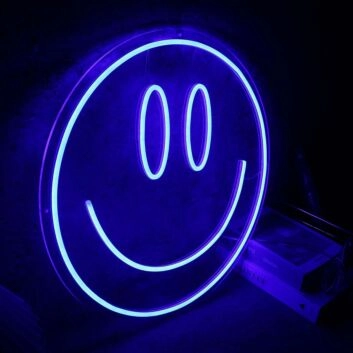 Smiley Face Blue Neon Sign