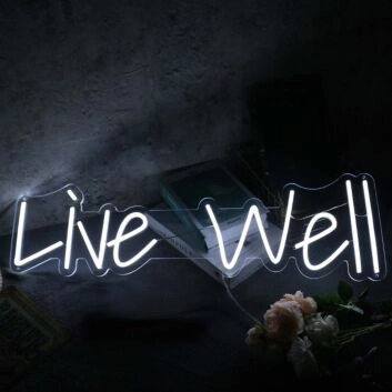 Live All White Neon Sign