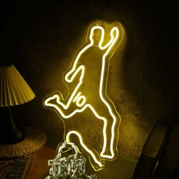 Volleying Soccer Yellow Neon Sign