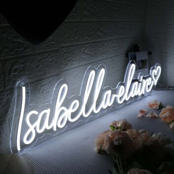 Isabella Claire White Neon Sign