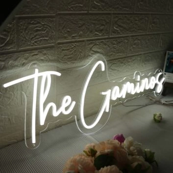 The Gaminos White Neon Sign