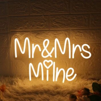 Mr And Mrs Milne Yellow Neon Sign