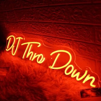 DJ Throw Down Red Neon Sign