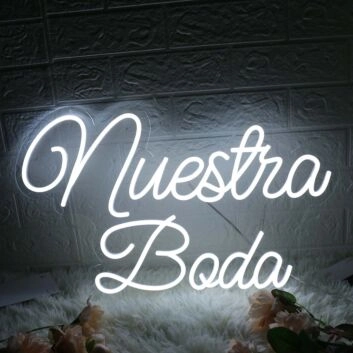 Nuestra Boda White Neon Sign