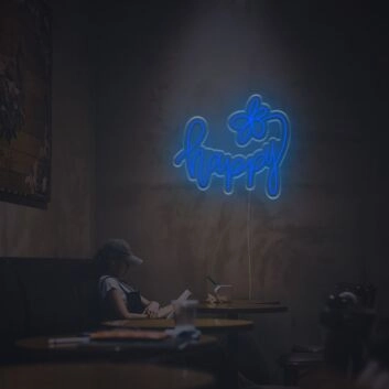 Happy With Flower LED Neon Sign