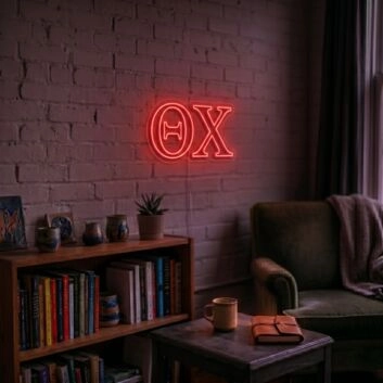 Theta Chi ΘΧ LED Neon Sign for Brotherhood Events and Fraternity Decor