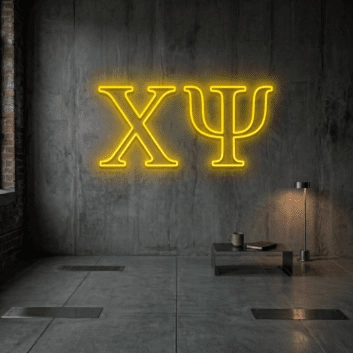 Chi Psi ΧΨ LED Neon Sign for Brotherhood Events and Fraternity Decor