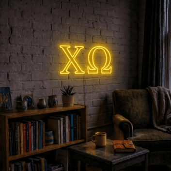 Chi Omega ΧΩ LED Neon Sign Celebrating Sisterhood and Service