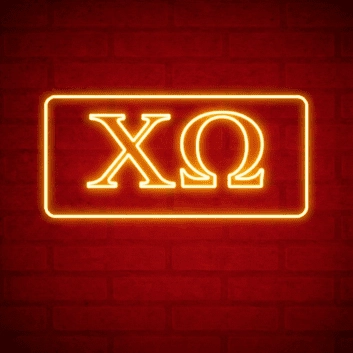 Chi Omega ΧΩ LED Neon Sign Celebrating Sisterhood and Service