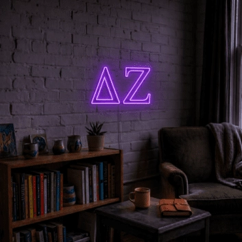 Delta Zeta ΔΖ LED Neon Sign for Sisterhood Events and Sorority Decor