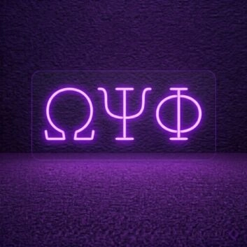 Omega Psi Phi ΩΨΦ LED Neon Sign Celebrating Friendship and Brotherhood