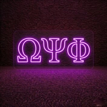 Omega Psi Phi ΩΨΦ LED Neon Sign Celebrating Brotherhood and Service