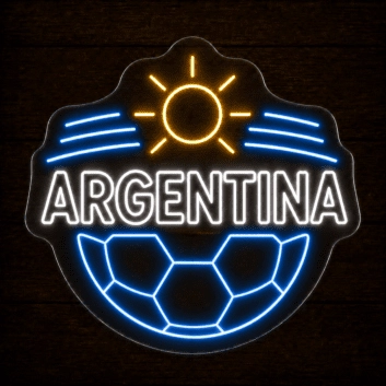 Argentina Soccer LED Neon Sign Argentine Sun Football Neon Light Wall Decor for Sports Bar Game Room