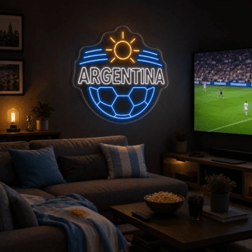 Argentina Soccer LED Neon Sign Argentine Sun Football Neon Light Wall Decor for Sports Bar Game Room