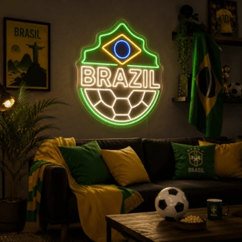 Brazil Soccer LED Neon Sign Brazilian Football Neon Light Wall Decor for Sports Bar Game Room
