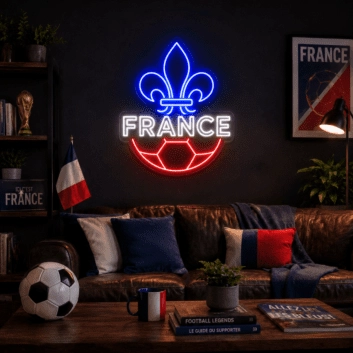 France Fleur De Lis Soccer LED Neon Sign French Football Neon Light Wall Decor for Sports Bar Game Room