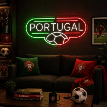 Portugal Soccer LED Neon Sign Portuguese Football Neon Light Wall Decor for Sports Bar Game Room