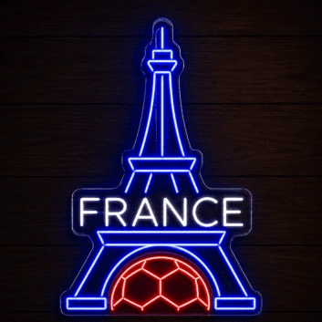 France Eiffel Tower Soccer LED Neon Sign French Football Neon Light Wall Decor for Sports Bar Game Room