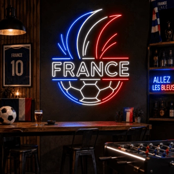France Tricolor Soccer LED Neon Sign French Football Neon Light Wall Decor for Sports Bar Game Room