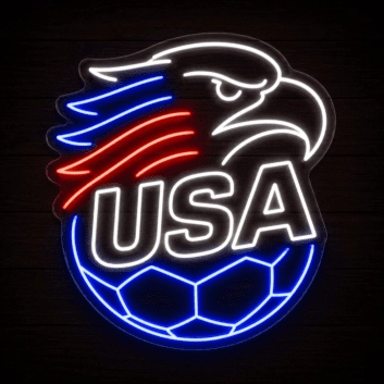 USA Eagle Soccer LED Neon Sign, Patriotic Red White & Blue Team Sports Wall Decor Light, American Football Silhouette Light for Man Cave, Bar, Fan Cave Event Display