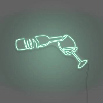 Wine Poured To Glass Neon Lights