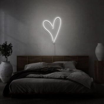Neon heart light for room