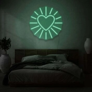 Heart with rays LED neon sign