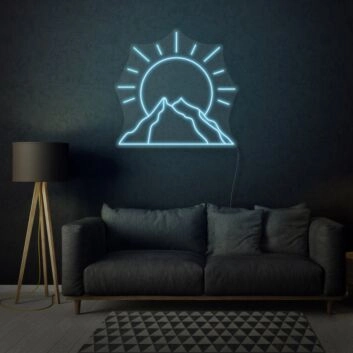 Sun behind mountain LED neon sign