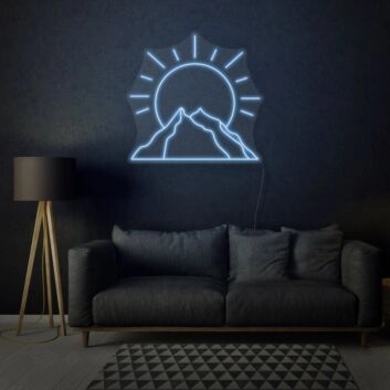 Sun behind mountain LED neon sign