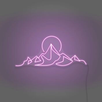 Moon over the mountains neon sign