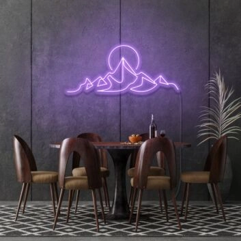 Moon over the mountains neon sign