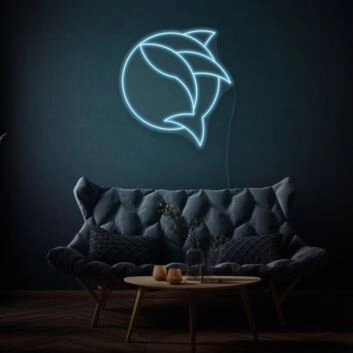 Fish in a circle LED neon sign