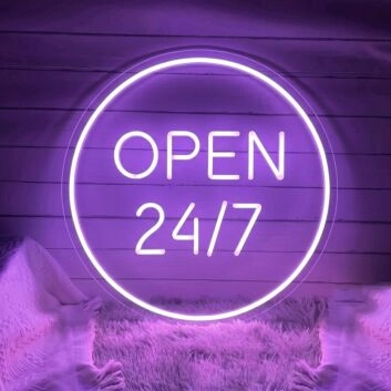 Customize Open 24/7 Round Neon Always Ready and Inviting