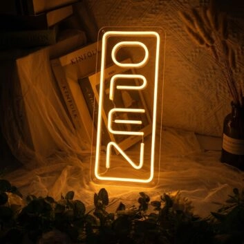 Customize Vertical Open Sign Neon Stylish Entry Announcement
