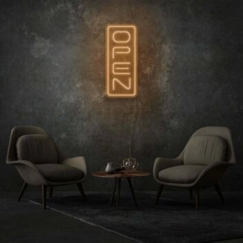 Customize Vertical Open Sign Neon Stylish Entry Announcement