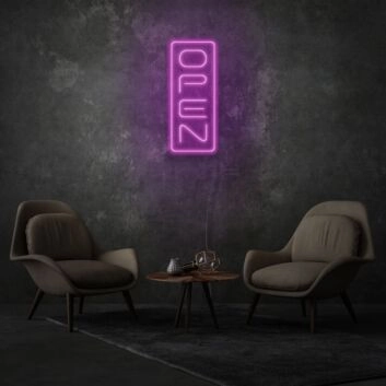 Customize Vertical Open Sign Neon Stylish Entry Announcement