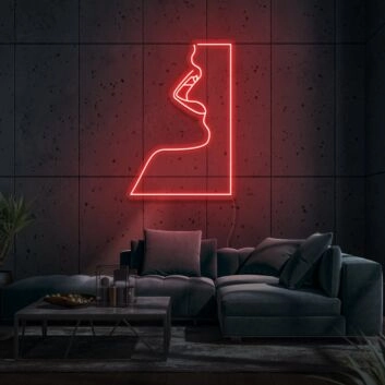 Woman Face Neon Portrait of Elegance and Mystery