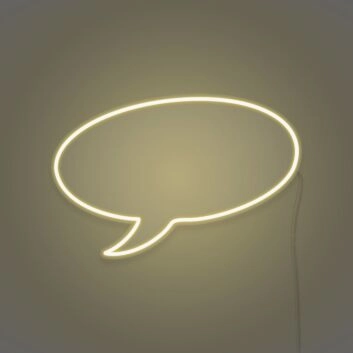 Neon Speech Bubble Lighting Conversational Piece in Light