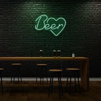 Beer With Heart Neon Cheers to Love and Brews