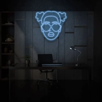 Girl with Heart Glasses Neon Love at First Sight