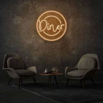 Customize Round Diner Neon Welcoming Circular Design
